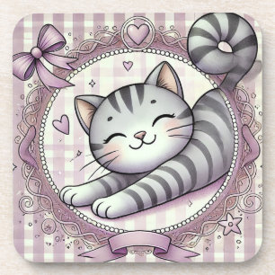 Süße Cartoon-Tabby-Katze-Illustration Getränkeuntersetzer