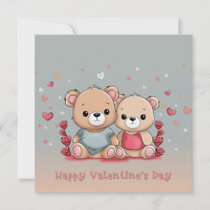 Süße Cartoon-Teddy-Liebhaber-Herzen Valentinstag Feiertagskarte