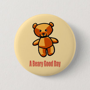 Süße Cartoon-Teddybär-Wortspiel-Illustration Button
