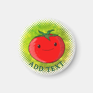 Süße Cartoon-Tomate Wasserfarbhintergrund Magnet