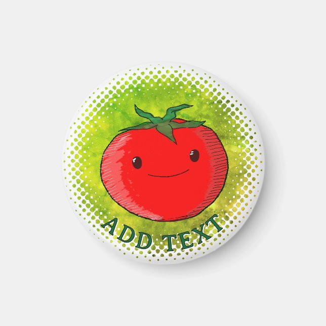 Süße Cartoon-Tomate Wasserfarbhintergrund Magnet (Vorne)