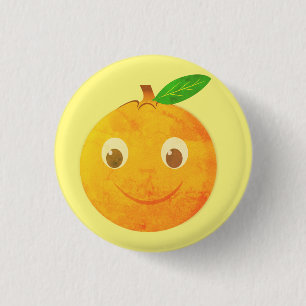 Süße Cartoon-Vintage-Orangen-Zeichnung Button
