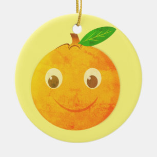 Süße Cartoon-Vintage-Orangen-Zeichnung Keramik Ornament