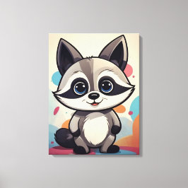 Süße Cartoon-Waschbär Kawaii Kunst Leinwanddruck