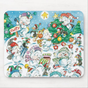 Süße Cartoon-Weihnachten Eisbär Pinguin Party Mousepad