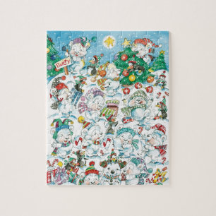 Süße Cartoon-Weihnachten Eisbär Pinguin Party Puzzle