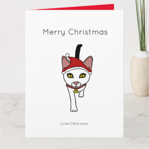Süße Cartoon-Weihnachts-Santa-Katze Karte
