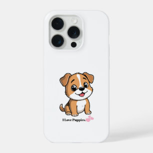 Süße Cartoon-Welpen-Hund mit Herzen-Handyhülle iPhone 15 Pro Hülle