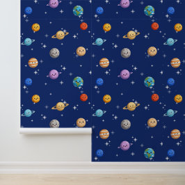 Süße Cartoon-Weltraum-Planeten-Kinder-Wallpaper Tapete