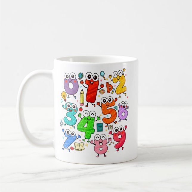 Süße Cartoon-Zahlen-Mathe-Tasse für Kinder Kaffeetasse (Links)