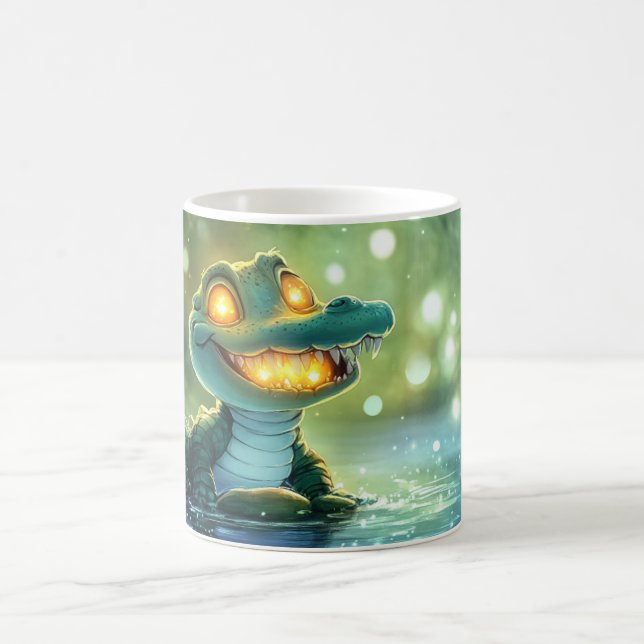 Süße Cartoon-Zeichnung eines Krokodils oder Alliga Kaffeetasse (Mittel)