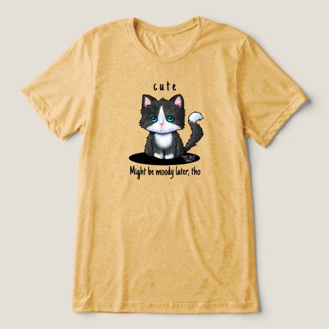 Süsse Cat Tuxedo Kitten Tri-Blend Shirt (Design Vorderseite)