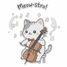 Süße Cellokatze Musikerin Aufkleber