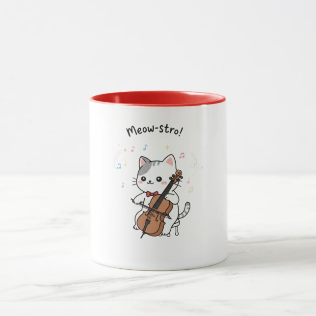 Süße Cellokatze Musikerin  Tasse (Zentrum)