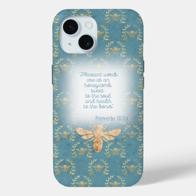 Süße chartreuse grüne goldene Bienen-Kranz-Gitter- Case-Mate iPhone Hülle (Rückseite)