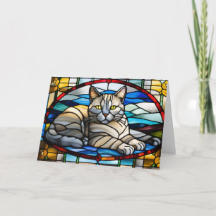 Süße Chartreux-Katze Buntglas Karte