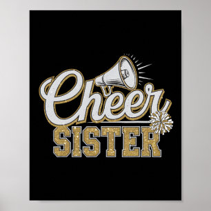Süße Cheer-Schwester Schwarz Gold Pom Cheerleader Poster