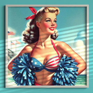 Süße Cheerleader-Pin-Up Poster