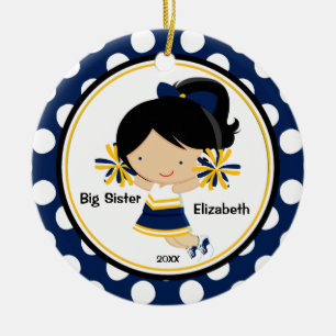 Süße Cheerleader-Schwester-Weihnachtsdekoration Keramikornament