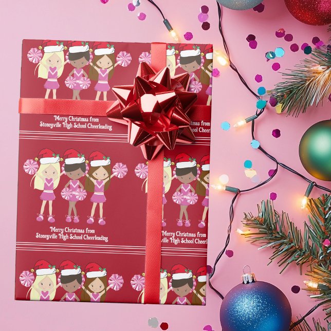 Süße Cheerleaderin Benutzerdefinierte rote Weihnac Geschenkpapier (Von Creator hochgeladen)