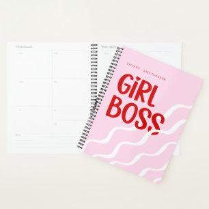 Süße Chefin Pink und Rot Monogramm Jahr Planer