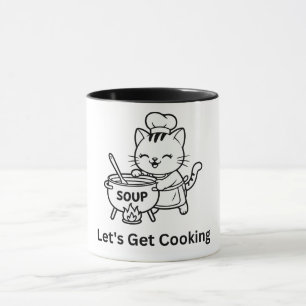 Süße Chefkatze kocht Suppe Foodie Kunst Tasse