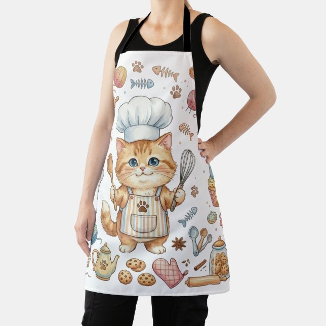 Süße Chefkatze Wasserfarben Schürze – Whimsical Ki (InSitu)