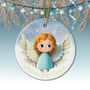 Süße Cherub-Baby-Engel, Friede auf Erden 👼🏻🎄 Keramik Ornament