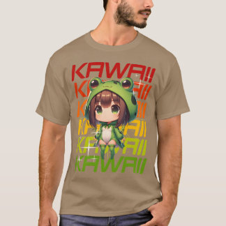 Süße Chibi-Anime-Frosch-Vintage T-Shirt