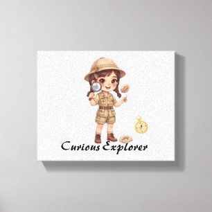 Süße Chibi-Entdeckerin-Grafik Leinwanddruck