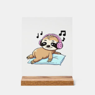 Süße Chibi-Faultier hört Musik � Cute Relax Acrylschild