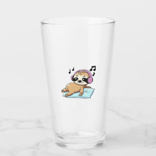 Süße Chibi-Faultier hört Musik � Entspannend Glas
