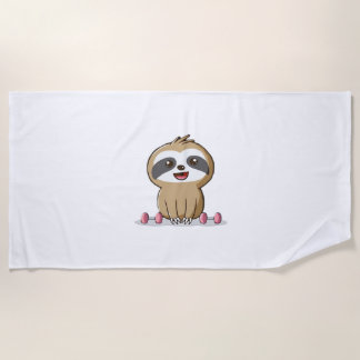 Süße Chibi-Faultier-Workout � Lustiges Kawaii-Gym- Strandtuch