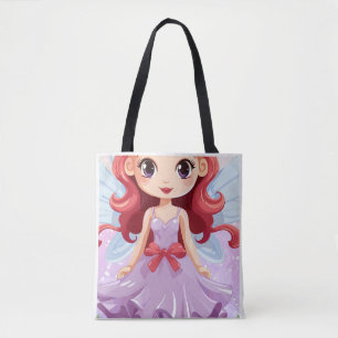 Süße Chibi-Fee Engel Lila Kleid Schulter Tote