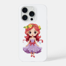 Süße Chibi-Fee Prinzessin Lila Kleid iPhone 15