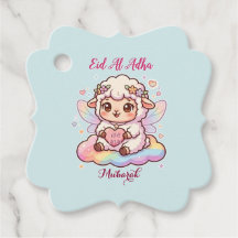 Süße Chibi-Fee-Schaf-Regenbogen-Eid-Adha-Mubarak