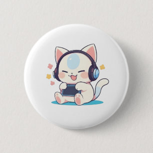 Süße Chibi-Katzen-Gaming-Headsets Tragbare Konsole Button