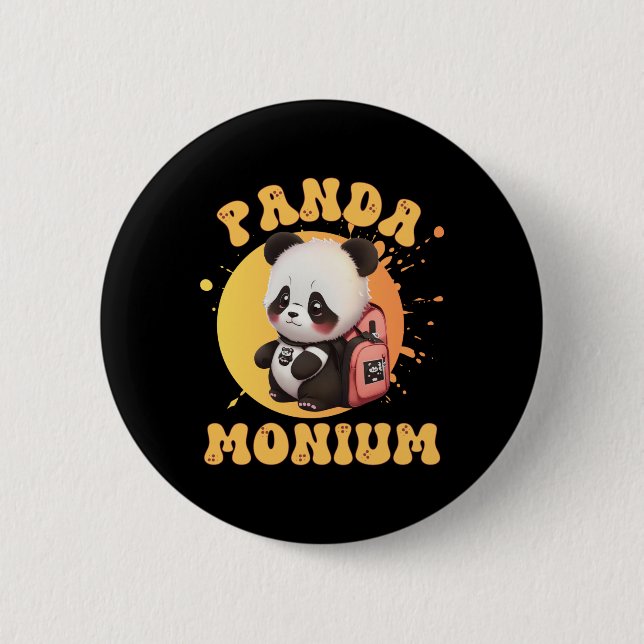 Süße Chibi Kawaii Panda Name Schuljahr Auf Der Rüc Button (Vorderseite)