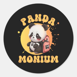 Süße Chibi Kawaii Panda Name Schuljahr auf der Rüc Runder Aufkleber