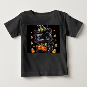 Süße Chibi Kristall schwarze Katze Hexe Halloween Baby T-shirt