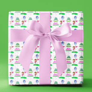 Süße Chibi Mädchen Geburtstags Golf Thema Geburtst Geschenkpapier