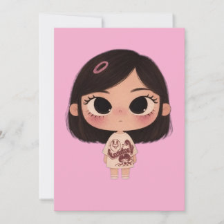 Süße Chibi-Mädchen Kawaii-Grußkarte Karte