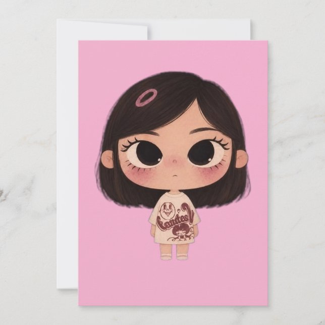 Süße Chibi-Mädchen Kawaii-Grußkarte Karte (Vorderseite)