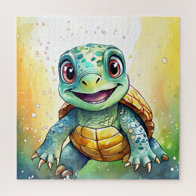 Süße Chibi-Meeres-Schildkröte unter dem Meer  Puzzle (Vertikal)