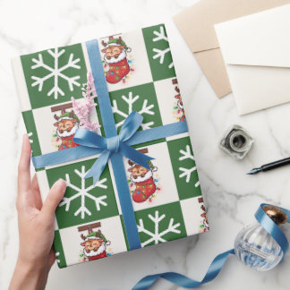 Süße Chibi-Rentier-Christmas-Strumpf Geschenkpapier