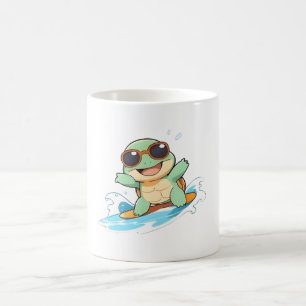 Süße Chibi-Schildkröte Surfer Sommer Strand Design Kaffeetasse
