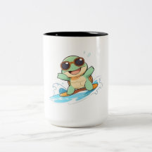 Süße Chibi-Schildkröte Surfer Sommer Strand Design