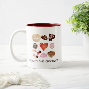 Süße Chic Frieden Liebe Schokolade Candy Herz Zweifarbige Tasse