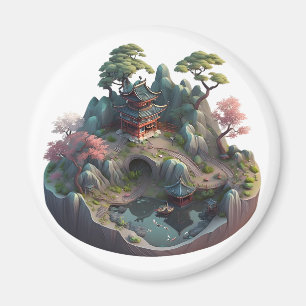 Süße chinesische Fantasy-3D-Landschaftsrundmagnet Magnet