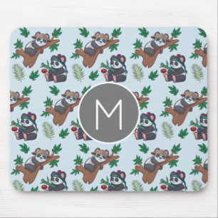 Süße chinesische Pandas Muster Monogramm Mousepad